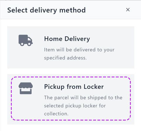选择送货上门或智能柜/提货点取件