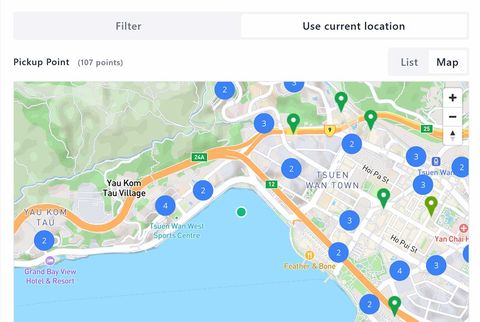 地图视图 — 筛选及使用当前位置