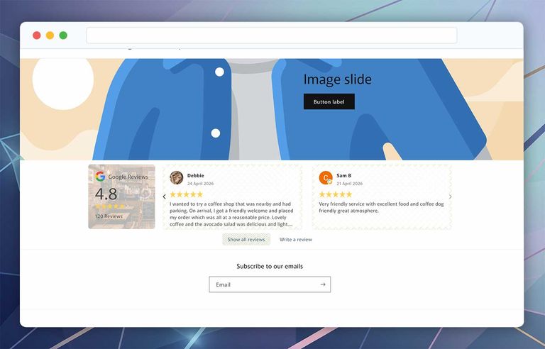 已发布于 Shopify 店面的 Google Reviews slider widget